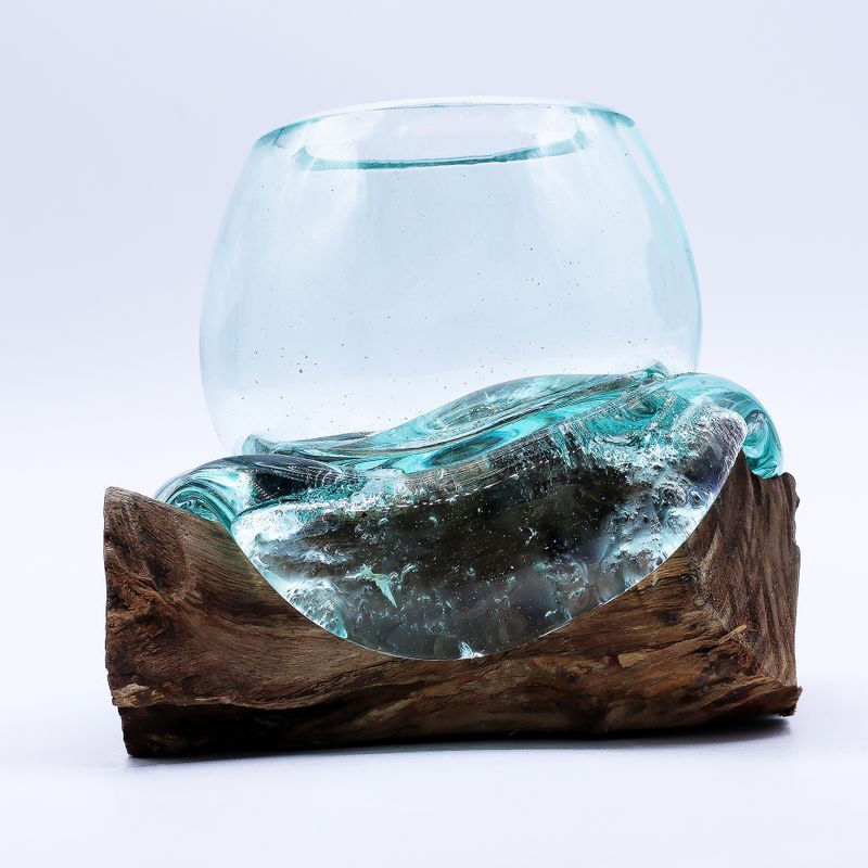 Smält Glas på Trä - Mini Akvarium