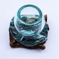 Smält Glas på Trä - Mini Akvarium