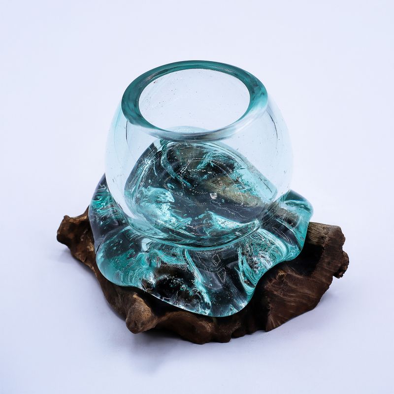 Smält Glas på Trä - Mini Akvarium