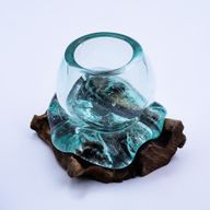 Smält Glas på Trä - Mini Akvarium