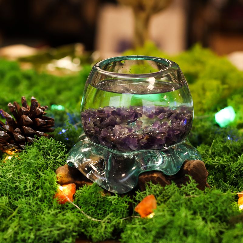 Smält Glas på Trä - Mini Akvarium
