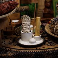 Hållare till Palo Santo-pinnar & Smudges - Mandala - Vit & Grå