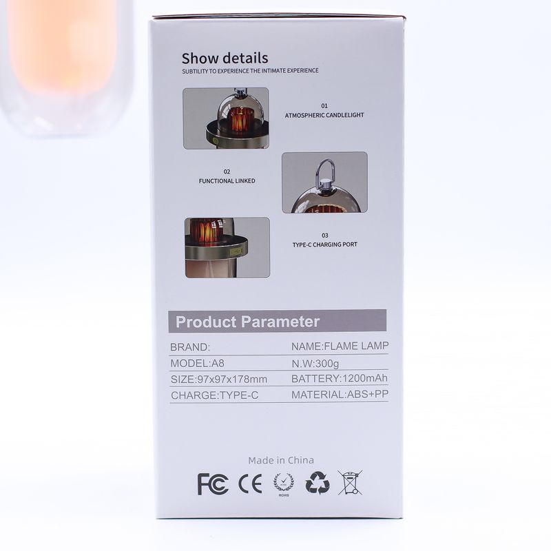 Utomhuslampa med Flammeffekt – Vit - USB-C Laddningsbar - Multifärg