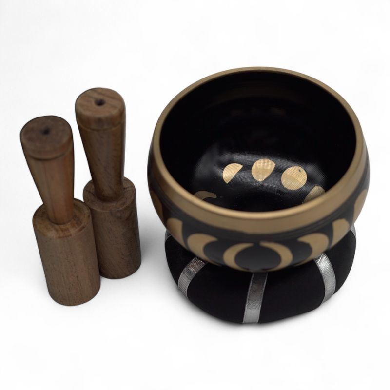 Klangskålsset Svart - Månens Faser 10.7cm