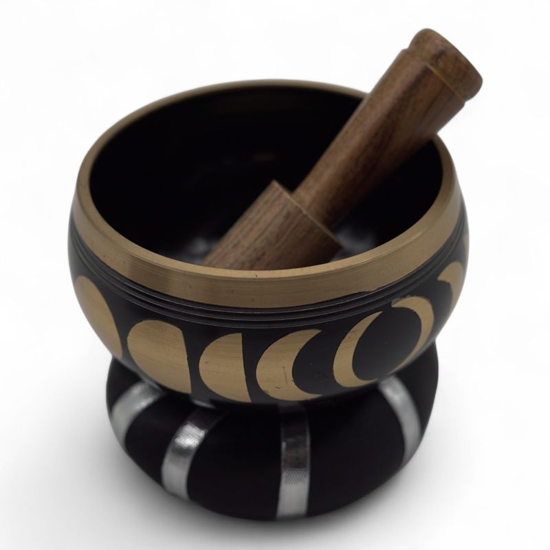 Klangskålsset Svart - Månens Faser 10.7cm