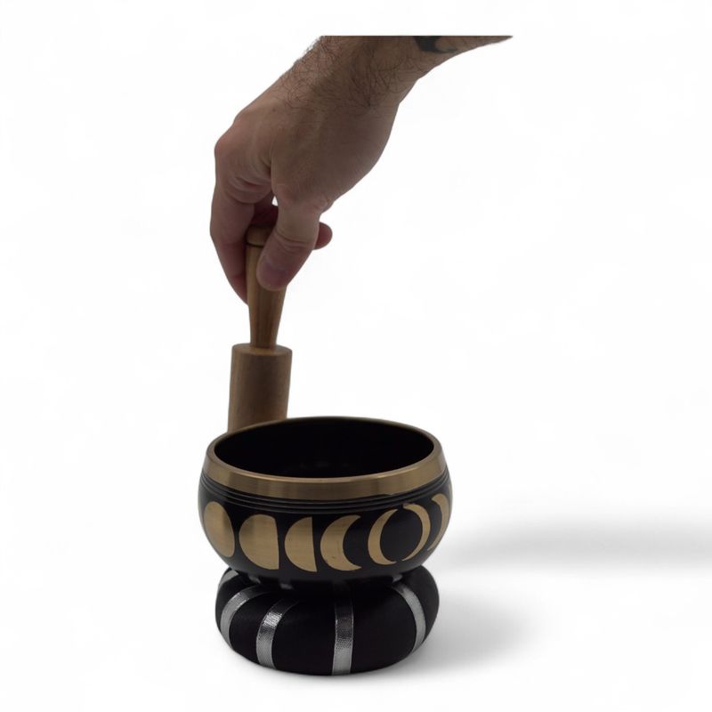 Klangskålsset Svart - Månens Faser 10.7cm