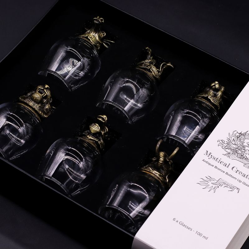 Gåvoset med 6 Bottom Up Glas (100ml) - Mystiska Varelser