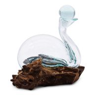 Smält Glas på Trä - Karaff med Kork (Ankform)