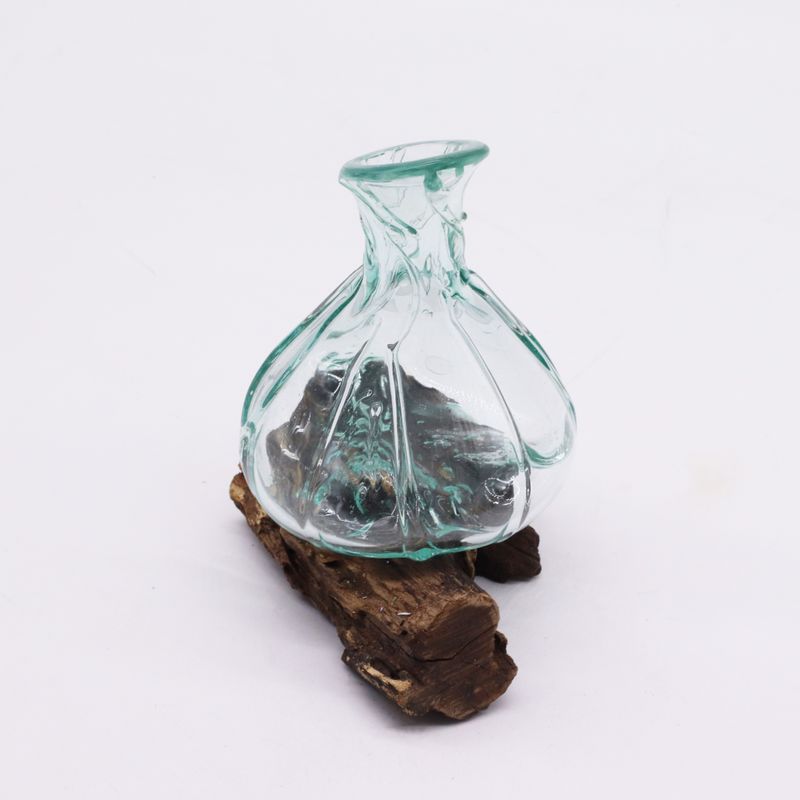 Smält Glas på Trä - Exklusiv Mini Karaff