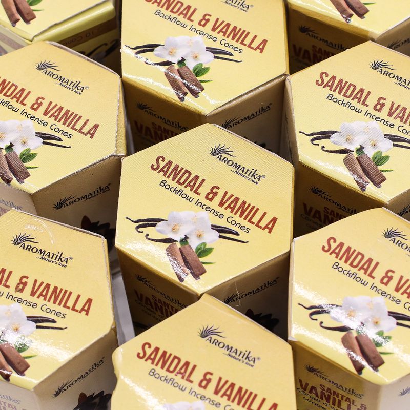 Aromatika Masala Tillbakaflöde Rökelsekoner - Sandelträ & Vanilj