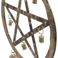 Indiskt Vindspel – Pentagram i Järn med Bjällror – 25 x 49 cm