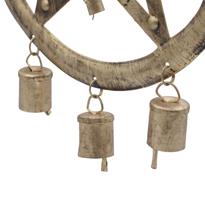 Indiskt Vindspel – Pentagram i Järn med Bjällror – 25 x 49 cm