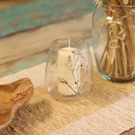 Naturligt Blommigt Glas - Vasformad Ljuslykta - Prästkrage (12x11cm)