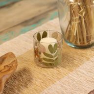 Naturligt Blommigt Glas - Rak Ljuslykta - Vår (8x8cm)