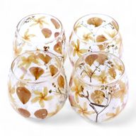 Naturligt Blommigt Glas - Rak Ljuslykta - Ros (8x8cm)