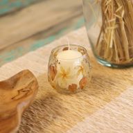 Naturligt Blommigt Glas - Rak Ljuslykta - Ros (8x8cm)