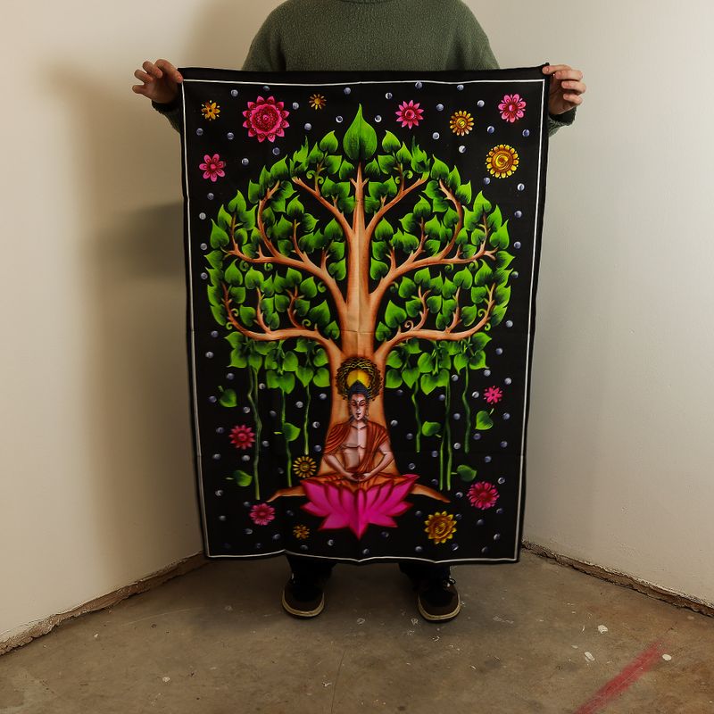 Väggdekoration i Bomull (70x110cm) - Buddha Bodhiträd
