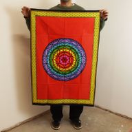 Väggdekoration i Bomull (70x110cm) - Regnbågsfärgad Livets Blomma