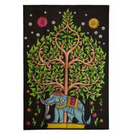 Väggdekoration i Bomull (70x110cm) - Elefant & Livets Träd