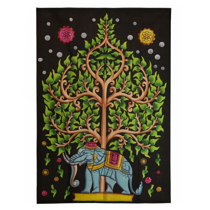Väggdekoration i Bomull (70x110cm) - Elefant & Livets Träd