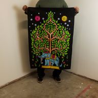 Väggdekoration i Bomull (70x110cm) - Elefant & Livets Träd