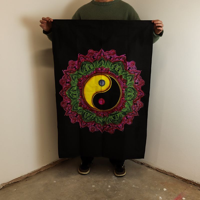 Väggdekoration i Bomull (70x110cm) - Yin & Yang Mandala