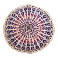 Liten Mandala Väggdekoration i Bomull (130cm) - Påfågel Lila