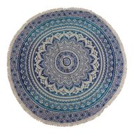 Liten Mandala Väggdekoration i Bomull (130cm) - Klassisk Blå