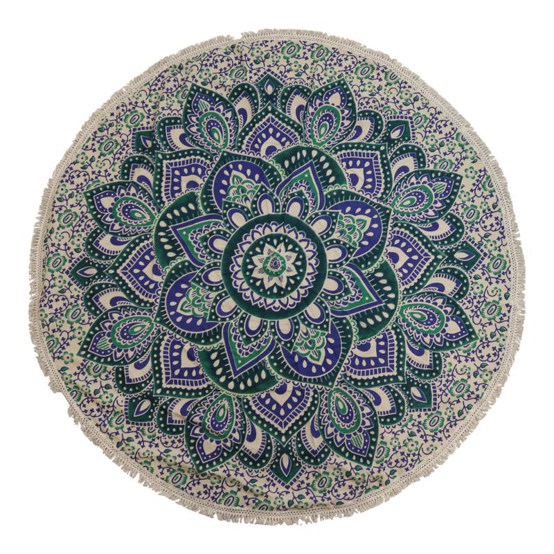 Liten Mandala Väggdekoration i Bomull (130cm) - Blågrön & Blå