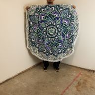 Liten Mandala Väggdekoration i Bomull (130cm) - Blågrön & Blå