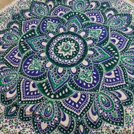 Liten Mandala Väggdekoration i Bomull (130cm) - Blågrön & Blå
