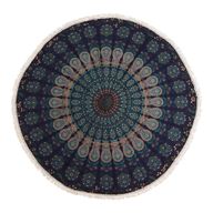 Liten Mandala Väggdekoration i Bomull (130cm) - Påfågel Blå