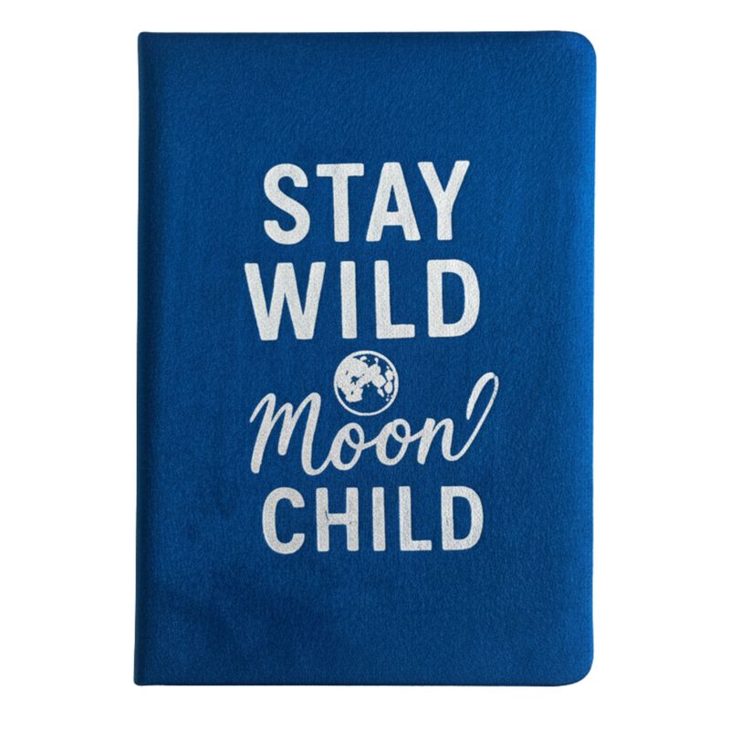 Anteckningsbok i Sammet - 80 sidor - Stay Wild Moon Child - Mörkblå