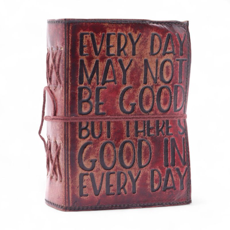 Tjock Läderanteckningsbok med Rufasade Kanter (5x3.5") - Every Day May Not Be Good