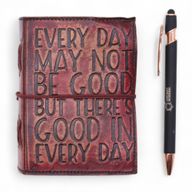 Tjock Läderanteckningsbok med Rufasade Kanter (5x3.5") - Every Day May Not Be Good