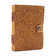 Leather Embossed Notebooks (7x5") - Ljust Blommönster - 200 Sidor