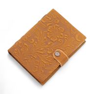 Leather Embossed Notebooks (7x5") - Ljust Blommönster - 200 Sidor