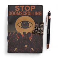 Tryckt Läderanteckningsbok (7x5") - Stop Doom Scrolling - 200 Sidor