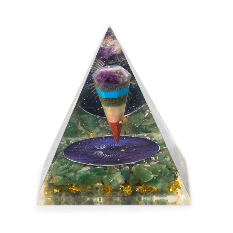 Medelstor Orgonitpyramid 7x6cm - Pendel - Gröna Aventurinspån