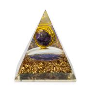 Medelstor Orgonitpyramid 7x6cm - Inlindad Ametist - Kopparspån