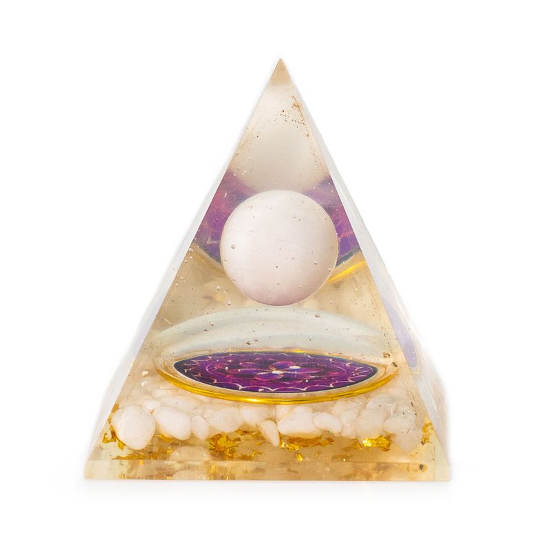 Medelstor Orgonitpyramid 7x6cm - Flytande Kvartsboll - Kvartsbitar