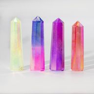 Obeliskspetsar i Ädelsten ca 9cm - Aura Bergkristall - Persikofärgad