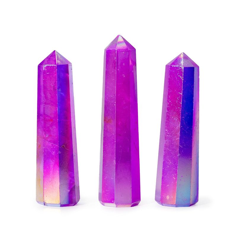 Obeliskspetsar i Ädelsten ca 9cm - Aura Bergkristall - Lila