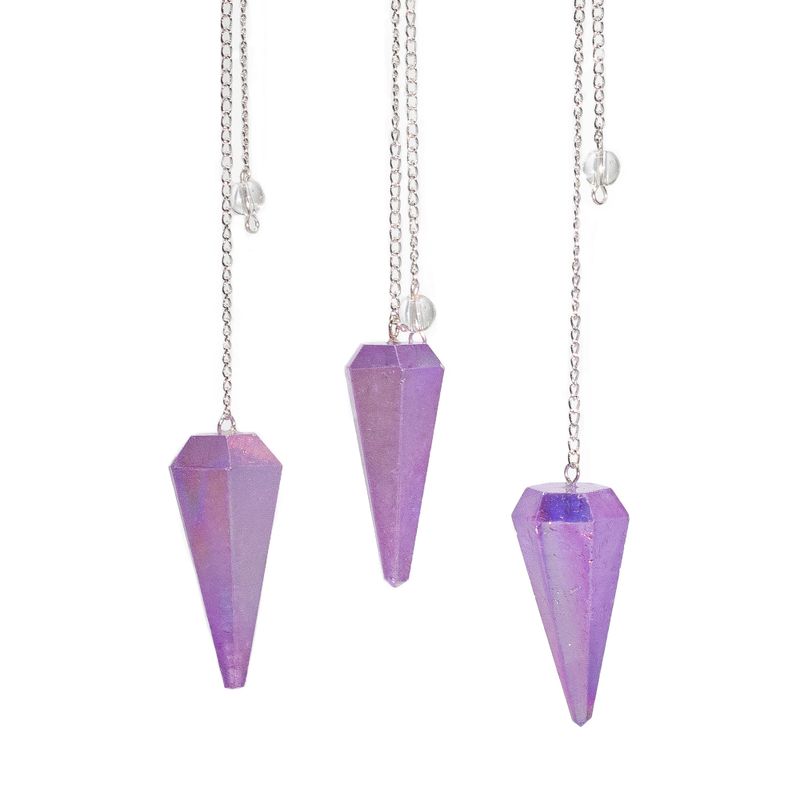 Sexsidig Pendel - Aura Kristall Lila - 4cm