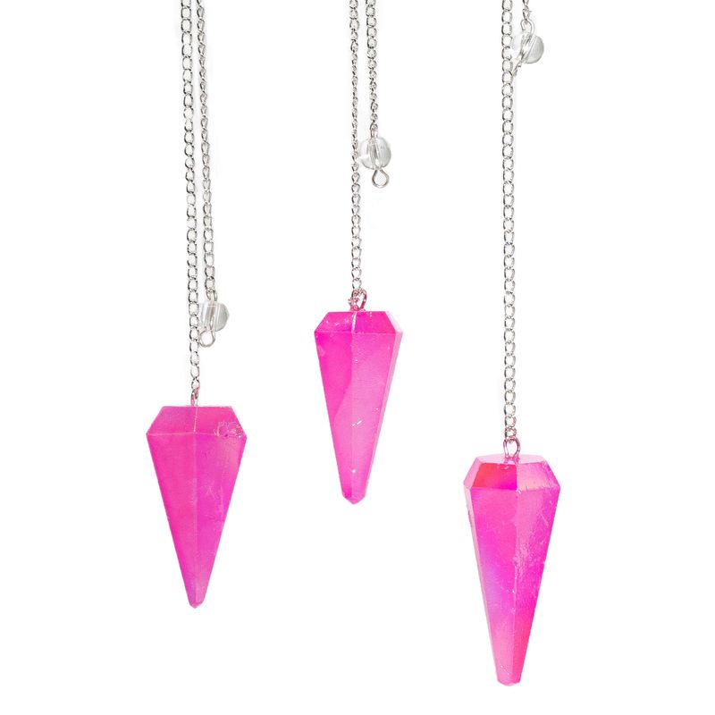 Sexsidig Pendel - Aura Kristall Rosa - 4cm