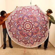 Stor Mandala Väggdekoration i Bomull (180cm) - Rosa & Lila