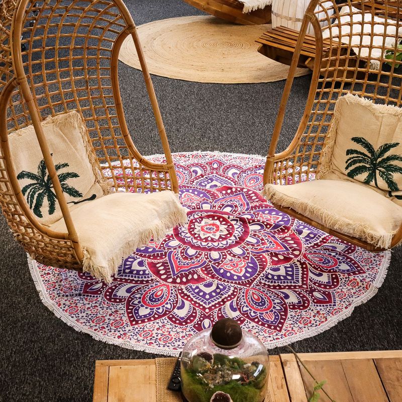 Stor Mandala Väggdekoration i Bomull (180cm) - Rosa & Lila