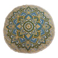 Stor Mandala Väggdekoration i Bomull (180cm) - Gul & Blå
