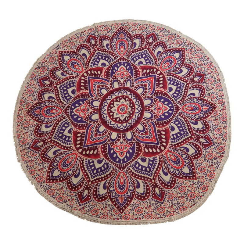 Stor Mandala Väggdekoration i Bomull (180cm) - Rosa & Lila