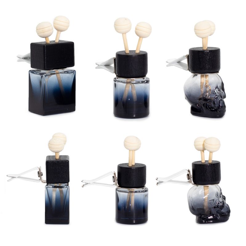 Svarta Diffusorflaskor till Bilen - till Ventilationsutblås – 8ml (3 olika designer x 4)